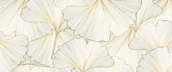 Botanical luxury background with golden leaves of ginkgo biloba. Vector background for decor, wallpaper, cards and presentations.
