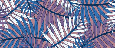 Palmiye dalları olan renkli botanik geçmişi. Dekor, duvar kağıdı, kapak ve sunumlar için vektör arkaplanı.