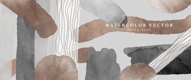 Suluboya vektörü soyut arkaplan toprak tonlarında taklit doğal fırça ile kahverengi çizgiler.