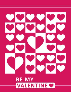 Sevimli kalpleri olan minimalist pembe sevgililer günü kartı. Pembe poster, afiş, kapak, arkaplan