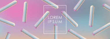 Mavi ve pembe tonlarda 3D elementlerle soyut geometrik tasarım. Soyut duvar kağıdı, kapak tasarımı, metin için arkaplan