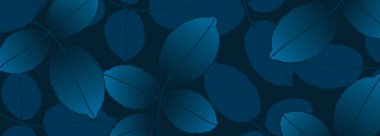 Dalları ve yaprakları olan lacivert, lüks botanik çizimler. Botanik vektör kartı, duvar kağıdı, poster, afiş