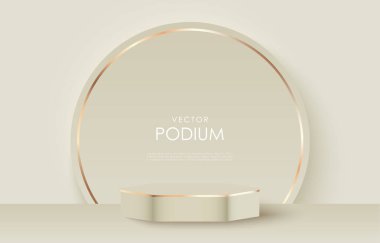 Hafif lüks minimalist podyum. Ürün sergileri, sergiler, indirimli afişler ve sunumlar için podyum modeli. Kozmetik, parfüm ve mücevher için arka plan