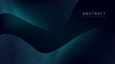 Karanlık vektör, dalga çizgileri olan soyut bir arkaplan. Düz çizgiler, hareket, hız, dalgalar, ses.