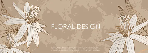Розкішний Бежевий Квітковий Фон Білими Квітами Широкий Квітковий Дизайн Декору Векторна Графіка