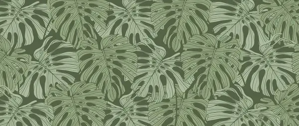Vector Groene Tropische Achtergrond Met Monstera Bladeren Voor Decor Covers Vectorbeelden