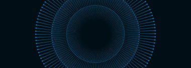 Çemberleri ve çizgileri olan soyut koyu mavi vektör arkaplanı.