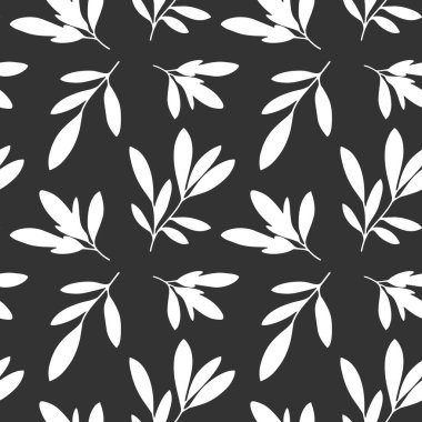 Dalları ve yaprakları olan kusursuz bir botanik vektörü. Giysi, ambalaj kağıdı, kapak ya da arka plan için çocuk baskısı.