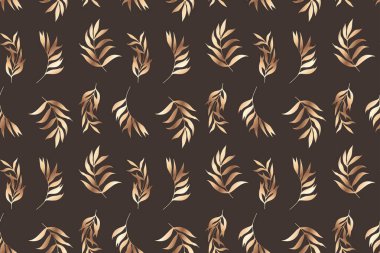 Altın dalları ve yaprakları olan lüks vektör kusursuz desen. Tekstil deseni, ambalaj kağıdı, kapaklar.