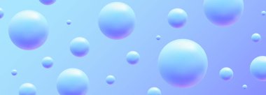 Üç boyutlu üç boyutlu toplarla soyut mavi arkaplan.