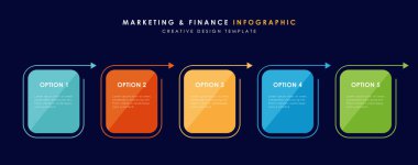 Infographic tasarım şablonu 5 seçenek veya adımla. Minimum tasarım. İşlem şeması, sunumlar, afiş, akış şeması, iş akışı düzeni, bilgi grafiği için kullanışlı