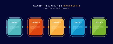 Infographic tasarım şablonu 5 seçenek veya adımla. Minimum tasarım. İşlem şeması, sunumlar, afiş, akış şeması, iş akışı düzeni, bilgi grafiği için kullanışlı