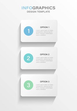 Dikey bilgi zaman çizelgesi 3 adım şablonu. Vektör illüstrasyonu.
