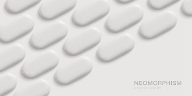 White abstract neomorphism background. 3d vector geometric design