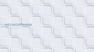 Neomorfizm soyut beyaz kare arkaplan, tasarım ögesi. Geometrik vektör çizimi