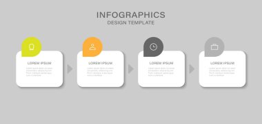 Bilgi elemanları dizayn şablonu, 4 adım veya seçenekli iş konsepti.