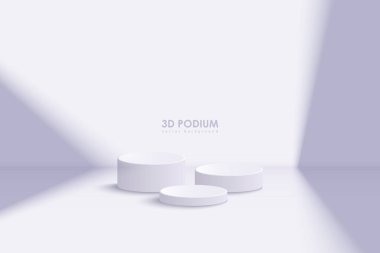 Silindir podyum tüp, daire şeklinde podyum, sahne. 3D Soyut Mor Sahne Model Ürünleri Stüdyosu.