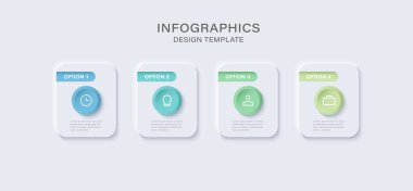 4 seçenekli sunum işi bilgi şablonu. Vektör illüstrasyonu.
