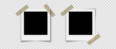 Yapışkan tap vektör resmi üzerindeki polaroid fotoğraf çerçevesi şablonu