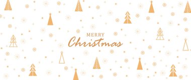 Noel ağacı vektörü soyut arka plan. Tatil kartı, poster, duvar kağıdı ya da altın Noel ağaçları ve kar taneleriyle kaplanmış