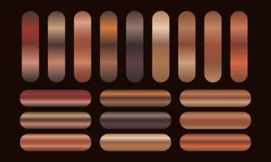 Süsleme ve vektör illüstrasyonu için lüks bronz ve bakır gradyan koleksiyonu