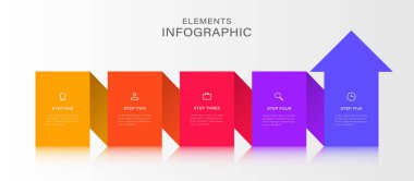 Doğrusal simgeli 5 adımlı vektör bilgi ok şablonu