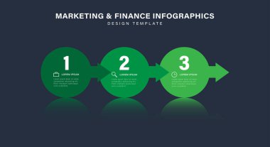 Simge ve oklu 3 adım ya da seçenekli Infographic Design Şablonu