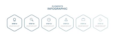 Infographic design with step process flowchart for Business and presentation timeline template clipart