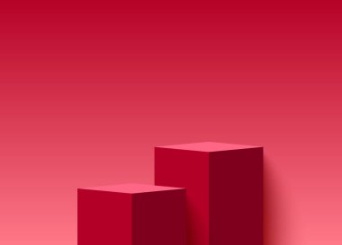 Kırmızı 3D podyum, ayağa kalk, kaide, ürün ekranı