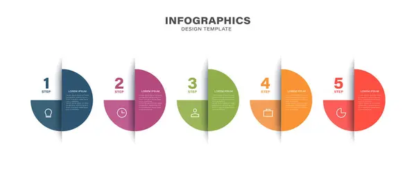 Infographic etiket tasarım simgeler ve 5 seçenekleri veya adımları ile vektör. İş kavramı için Infographics.