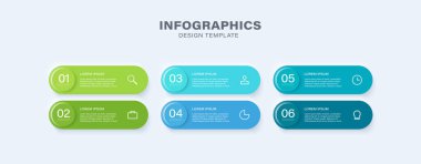 Neumorfizm biçiminde 6 adım renk bilgi şablonu