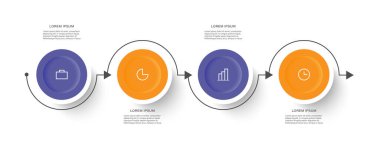 4 adım veya seçenek vektör işi veya pazarlama bilgi şablonu