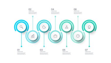 7 seçenek veya parçalı bilgi zaman çizelgesi şablonu.