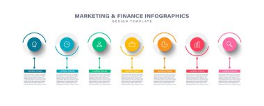 7 adım veya seçenekler vektör bilgi grafik tasarım şablonu