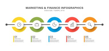 Sunum ve Raporlar için Simgeli 5 Yuvarlak Bilgi Ögesi