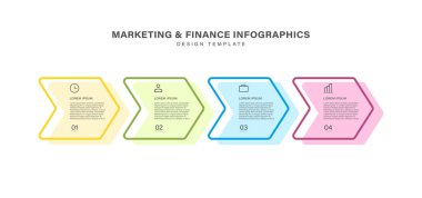4 adım vektör bilgi grafiği dizayn şablonu ve 4 seçenek ve simgesi
