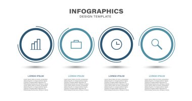 4 Circle Infographic Elements with Thin Icons