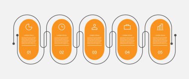 5 adım ve simgeli soyut vektör bilgi grafikleri tasarım şablonları
