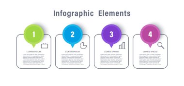 Zaman çizelgesi bilgi ögeleri vektör illüstrasyonunda 4 sreps veya seçenek