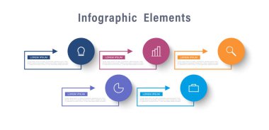 5 adım ve oklarla Infographic vektör tasarım şablonu