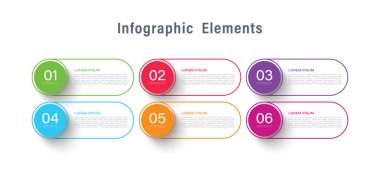 İş sunumları ya da talimatlar için yuvarlak bilgi elemanları. Vektör bilgi şablonu