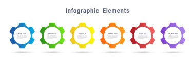 6 adım ya da seçenekli bilgi şablonu. Vektör renkli tasarım