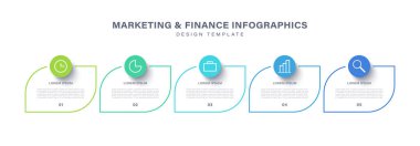 Beş adım veya seçeneği olan ticari bilgi şablonu