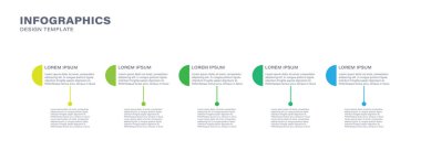 5 adım ya da seçeneği olan bilgi tasarım şablonu. Minimalist vektör tasarımı