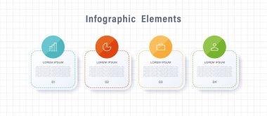 Simge ve Metin içeren 4 Adım ya da Bölüm Bilgisel Tasarım Şablonu