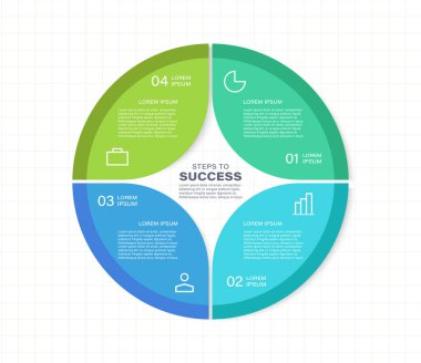 4 seçenek veya varyasyonlu turta grafiksel şablonu