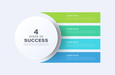 4 adım veya seçenekli bilgi şablonu diyagramı. Başarıya 4 adım