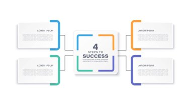 Verileriniz ve sunumlarınız için dört adım veya seçenek vektör bilgi tasarım şablonu
