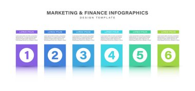 Sayı ve metin içeren altı adım vektör bilgi şablonu