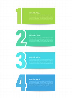 Sayılar ve 4 adım veya seçenekli dikey renkli bilgi şablonu